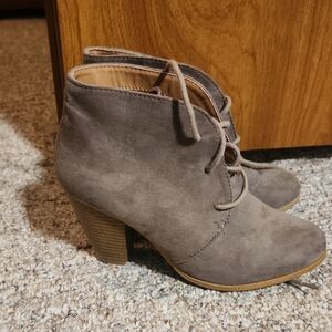 Maurices Taupe Suede Ankle Booties